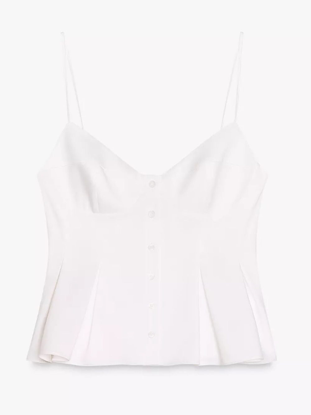 Zara NWOT White Pleated Poplin Top Medium Tank Crop Button